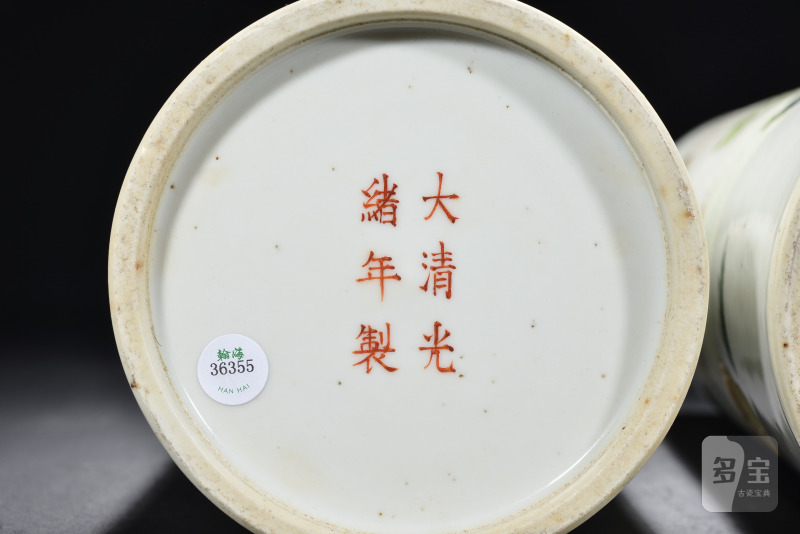 清 粉彩人物故事帽筒（2件） - 图7